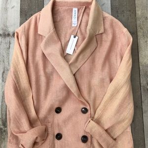 Amadi NWT Shimmer Gold Peach Linen Blazer Size S